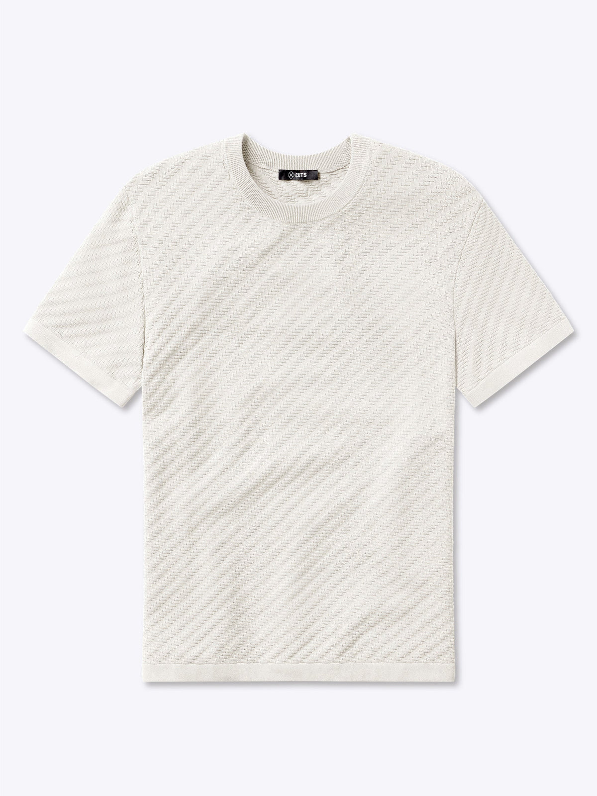 Riviera Knit Textured Tee | Ecru Signature-Fit