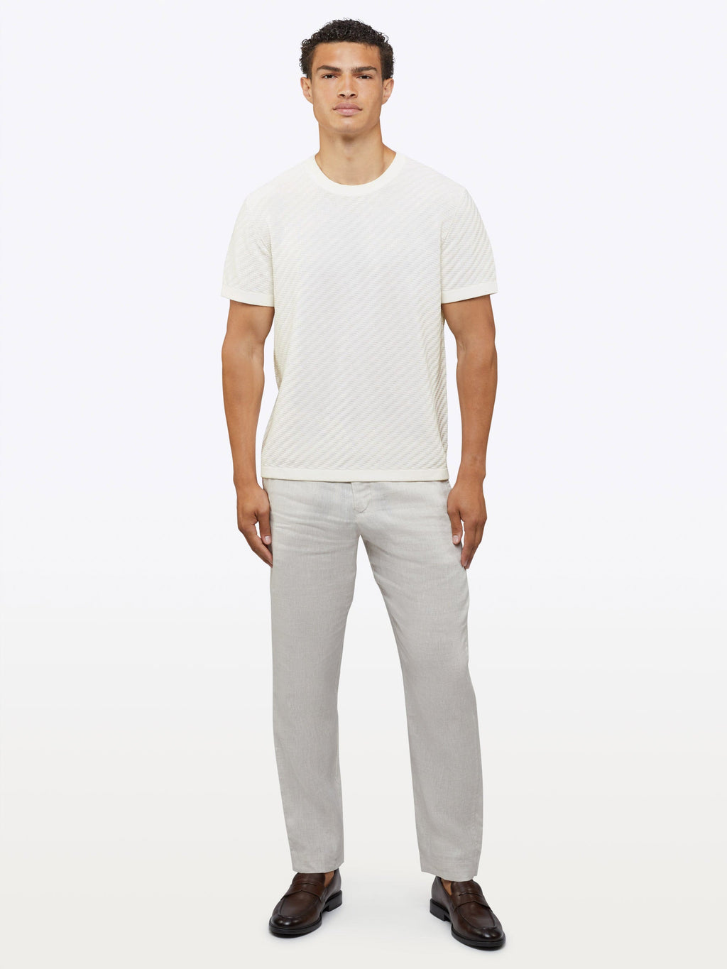 Riviera Knit Textured Tee | Ecru Signature-Fit