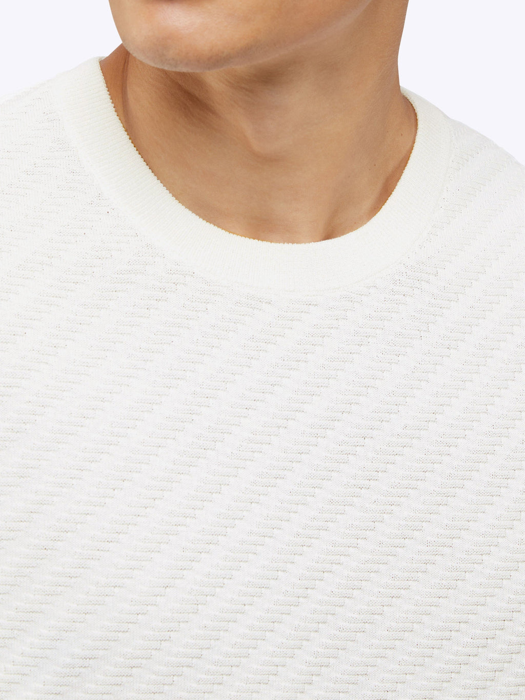 Riviera Knit Textured Tee | Ecru Signature-Fit