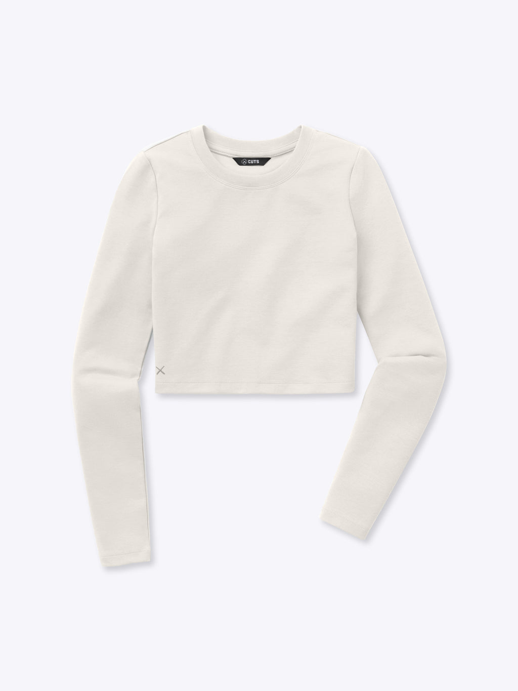 Long Sleeve Tomboy Tee Cropped | Eggshell Slim-Fit Tomboy-Cotton™