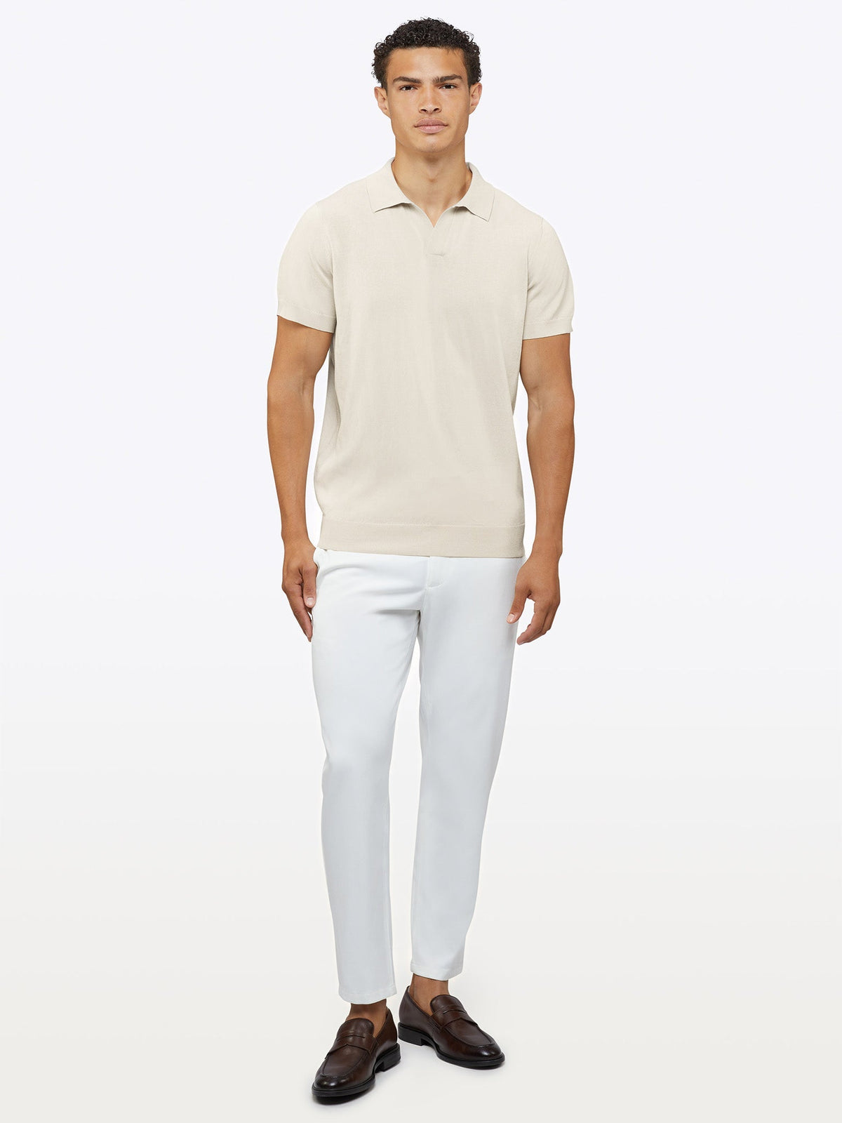Riviera Knit Polo | Eggshell Signature-Fit