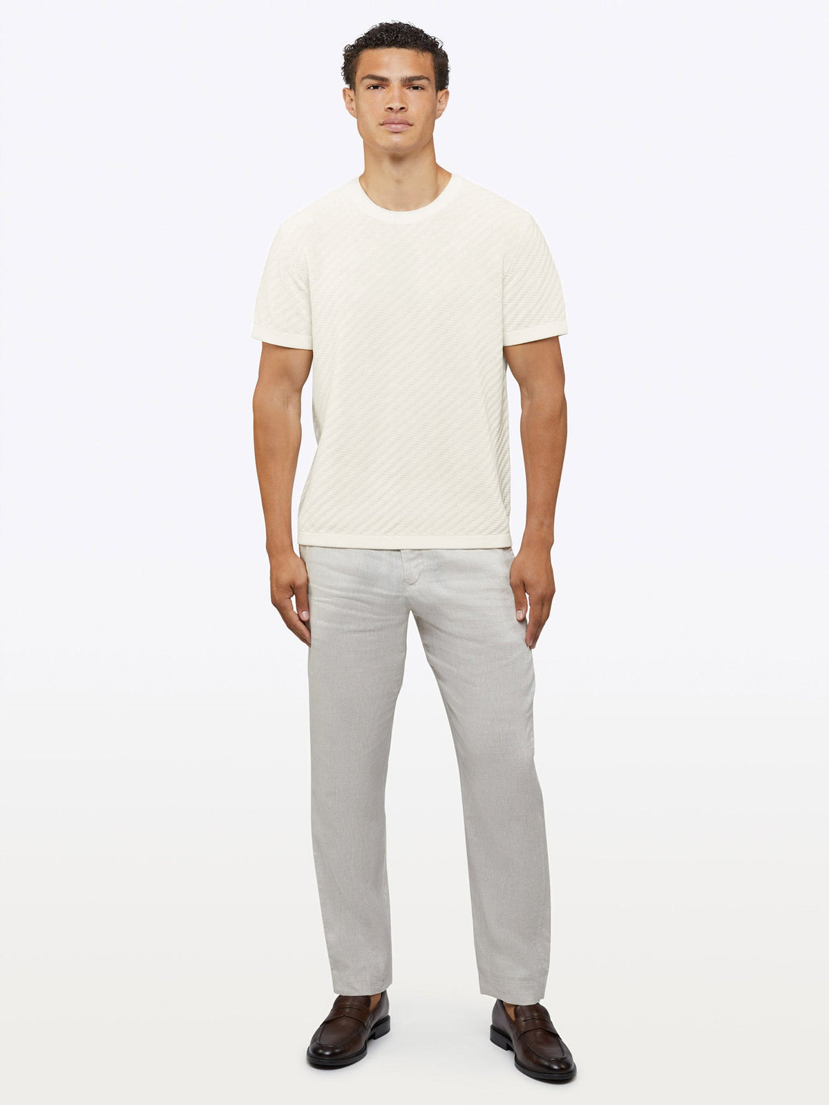 Riviera Knit Textured Tee | Eggshell Signature-Fit