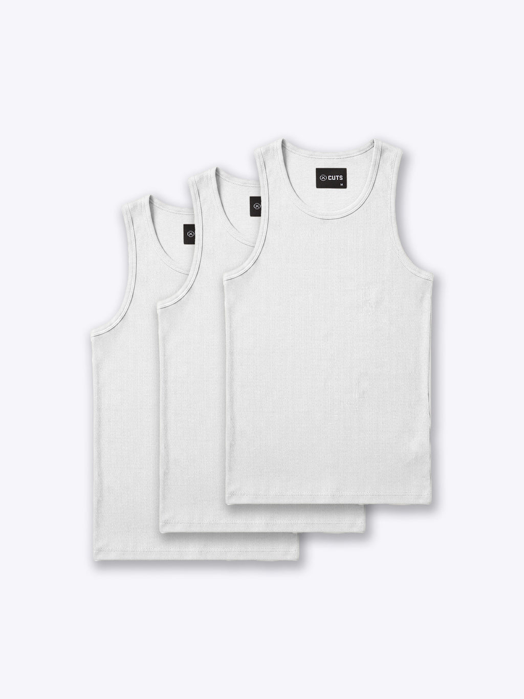 Essential Fitted Rib Tank 3 Pack | White Form-Fitting