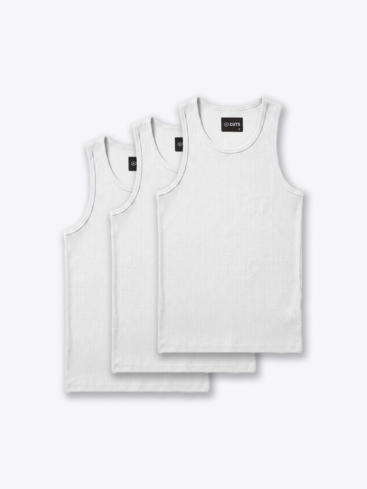 Essential Fitted Rib Tank 3 Pack | White Form-Fitting