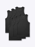 Essential Fitted Rib Tank 6 Pack | Black Form-Fitting