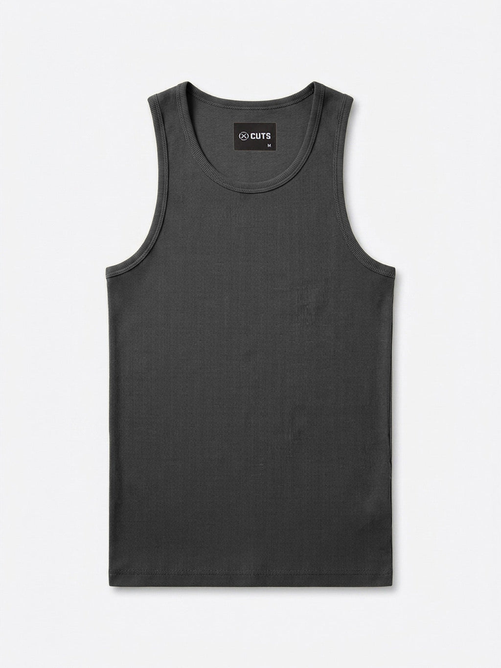 Essential Fitted Rib Tank | Grey Form-Fitting