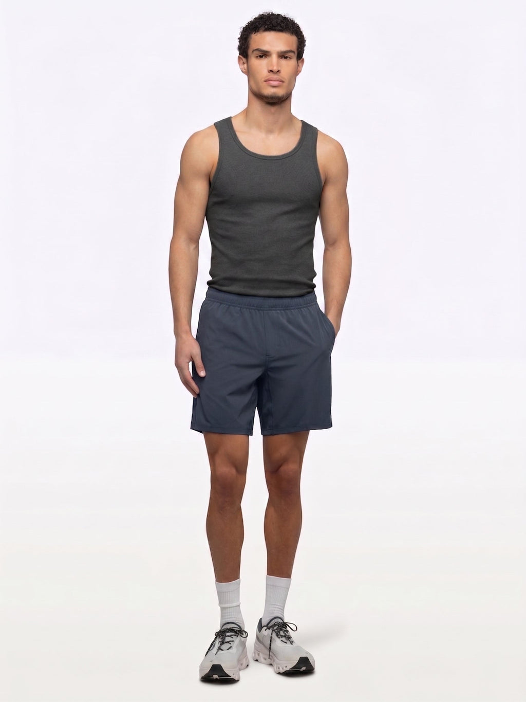 Essential Fitted Rib Tank | Grey Form-Fitting
