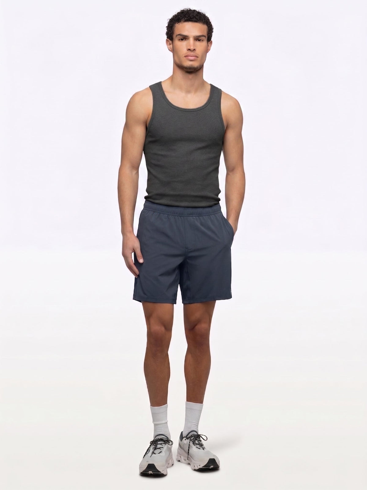 Essential Fitted Rib Tank | Grey Form-Fitting