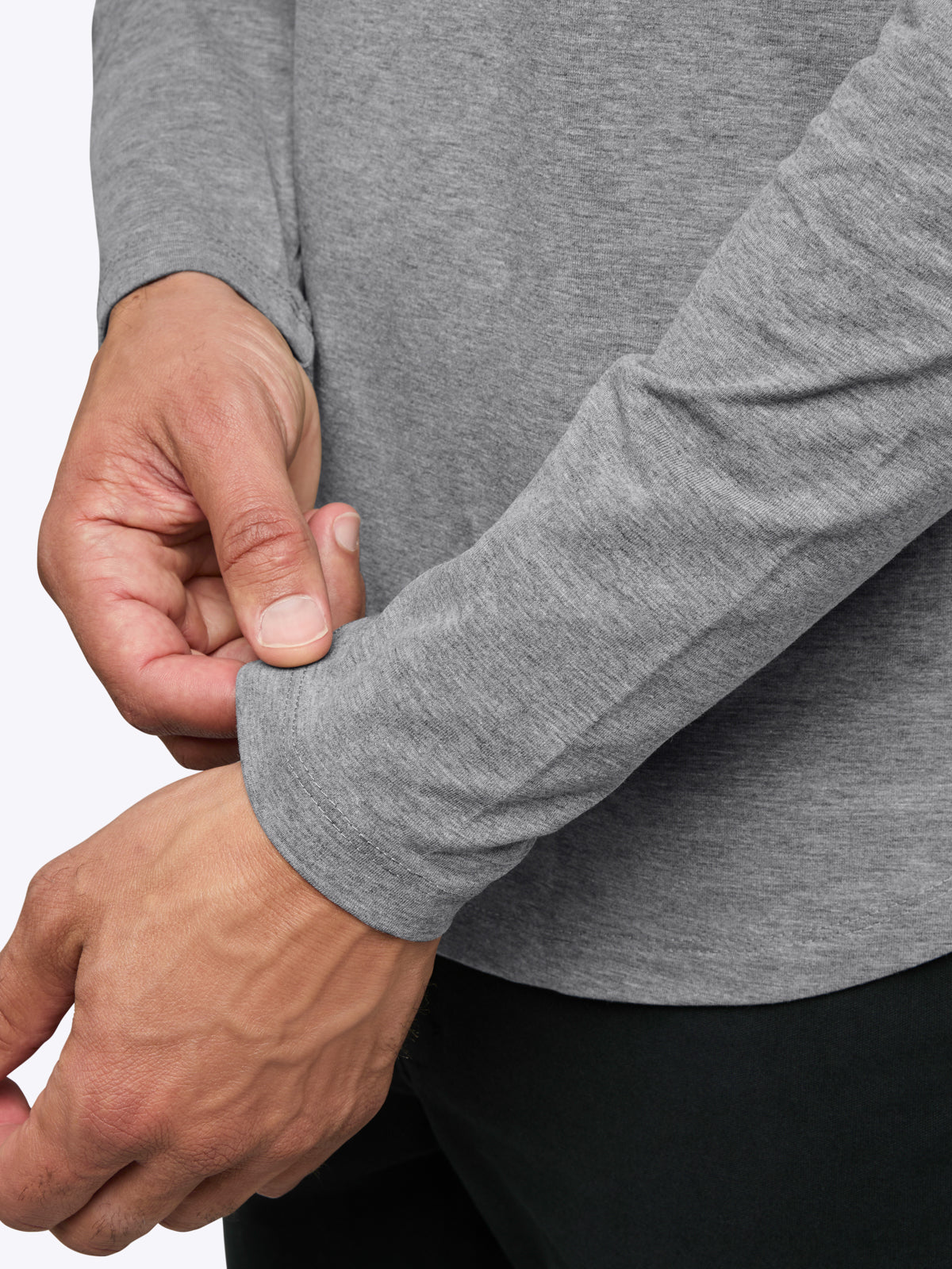 AO Long Sleeve Curve-Hem Tee | Heather Grey Signature-fit PYCA Pro®