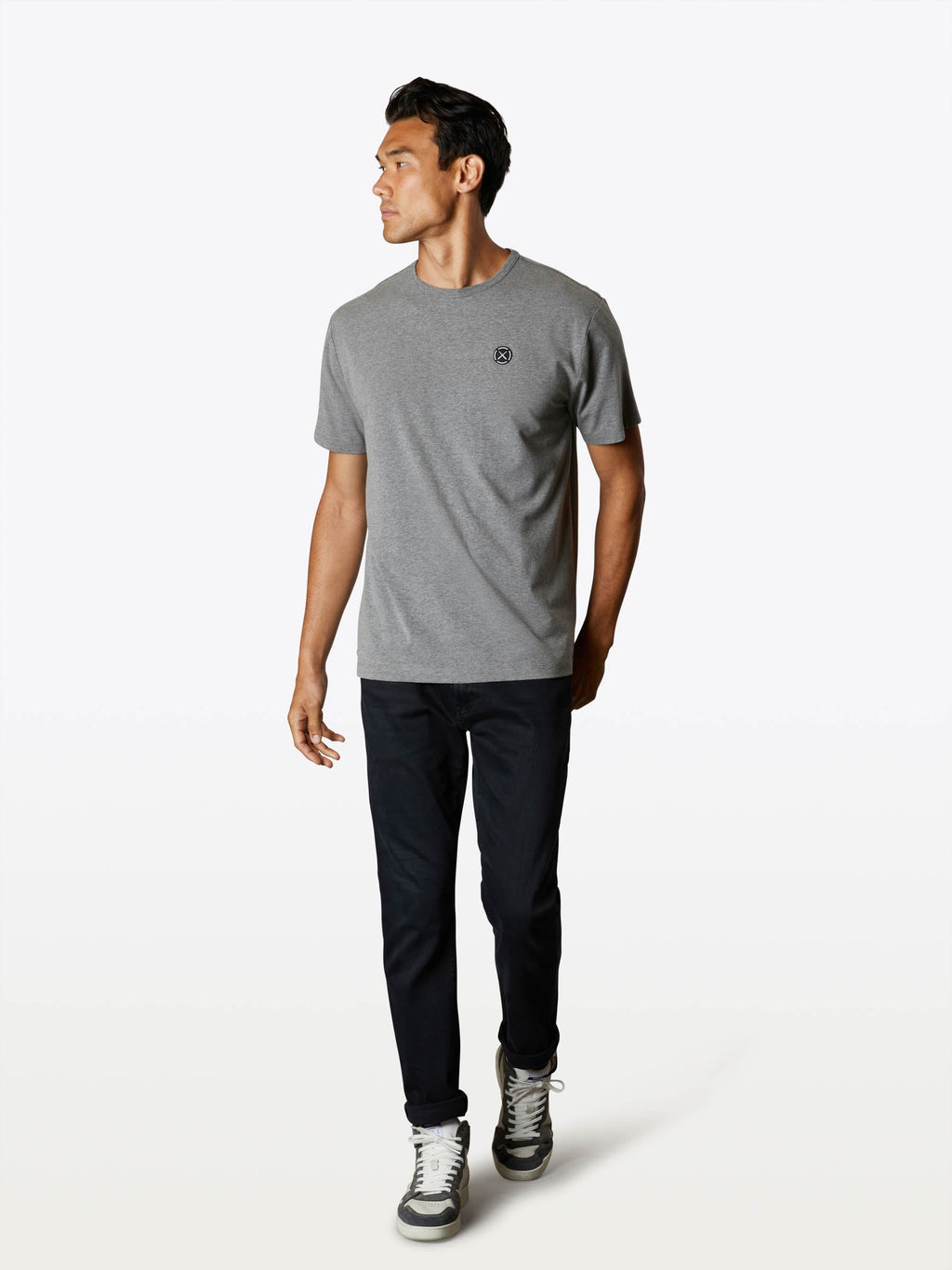Branded Frame Tee | Heather Grey Relaxed-fit Cotton PYCA