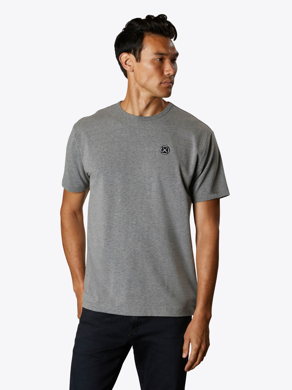 Branded Frame Tee | Heather Grey Relaxed-fit Cotton PYCA