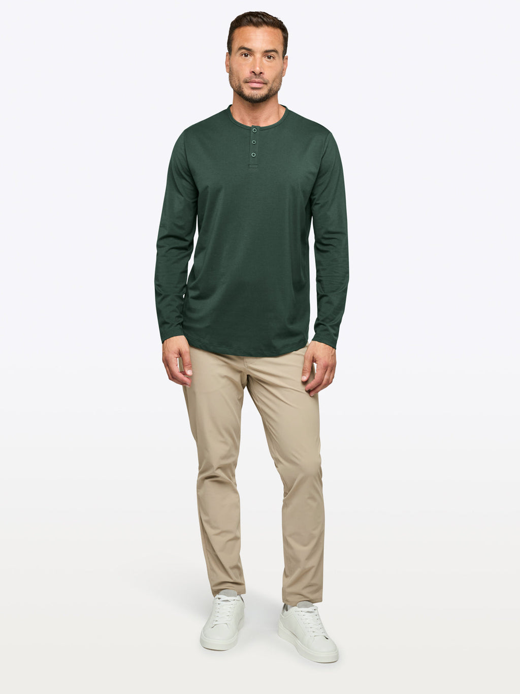 AO Long Sleeve Henley Curve-Hem | Hunter Signature-Fit PYCA Pro®