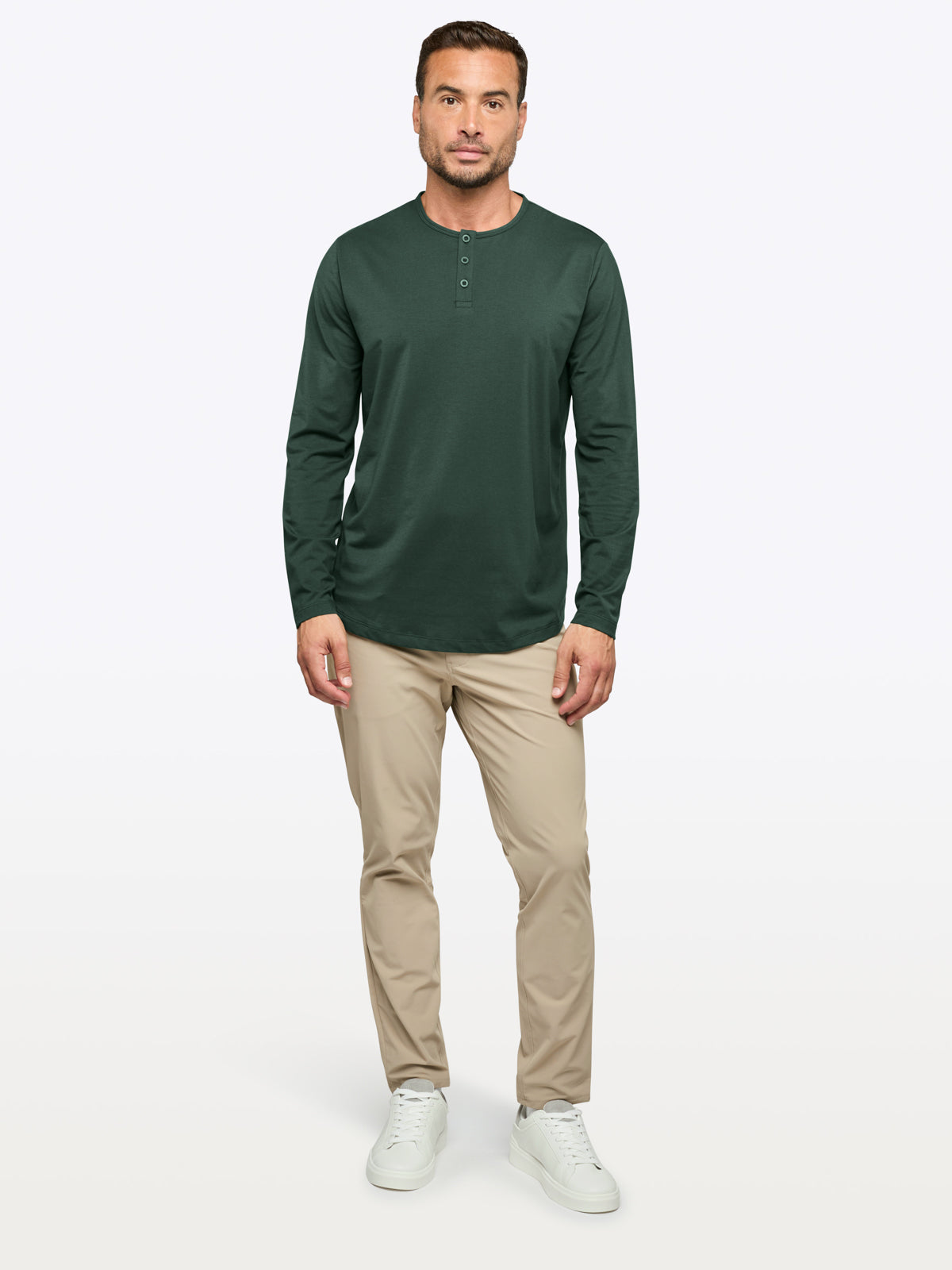 AO Long Sleeve Henley Curve-Hem | Hunter Signature-Fit PYCA Pro®