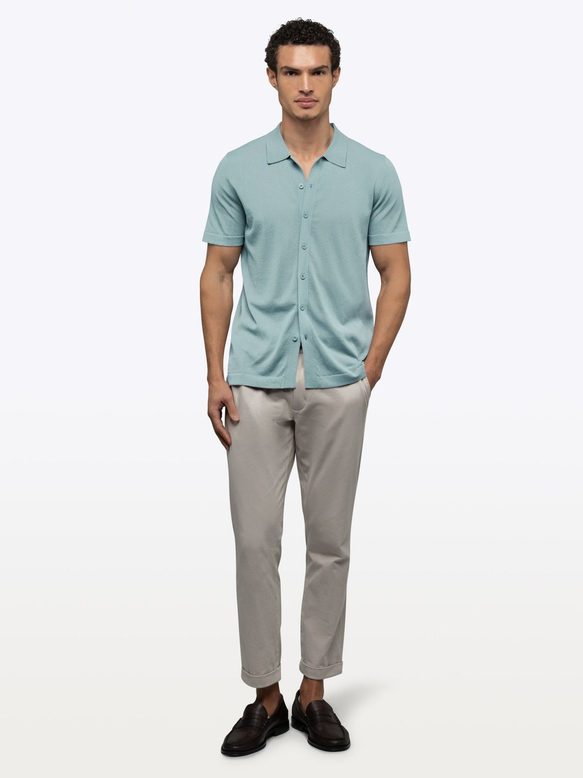 Riviera Knit Button Up | Isle Blue Signature-Fit