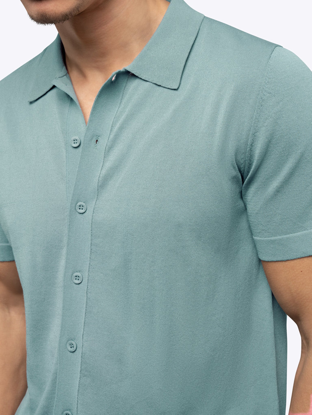 Riviera Knit Button Up | Isle Blue Signature-Fit