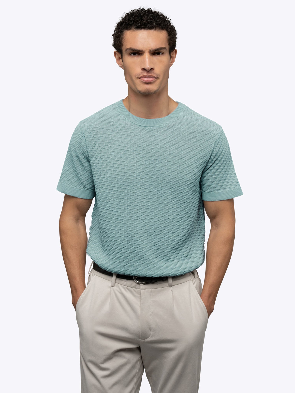 Riviera Knit Textured Tee | Isle Blue Signature-Fit