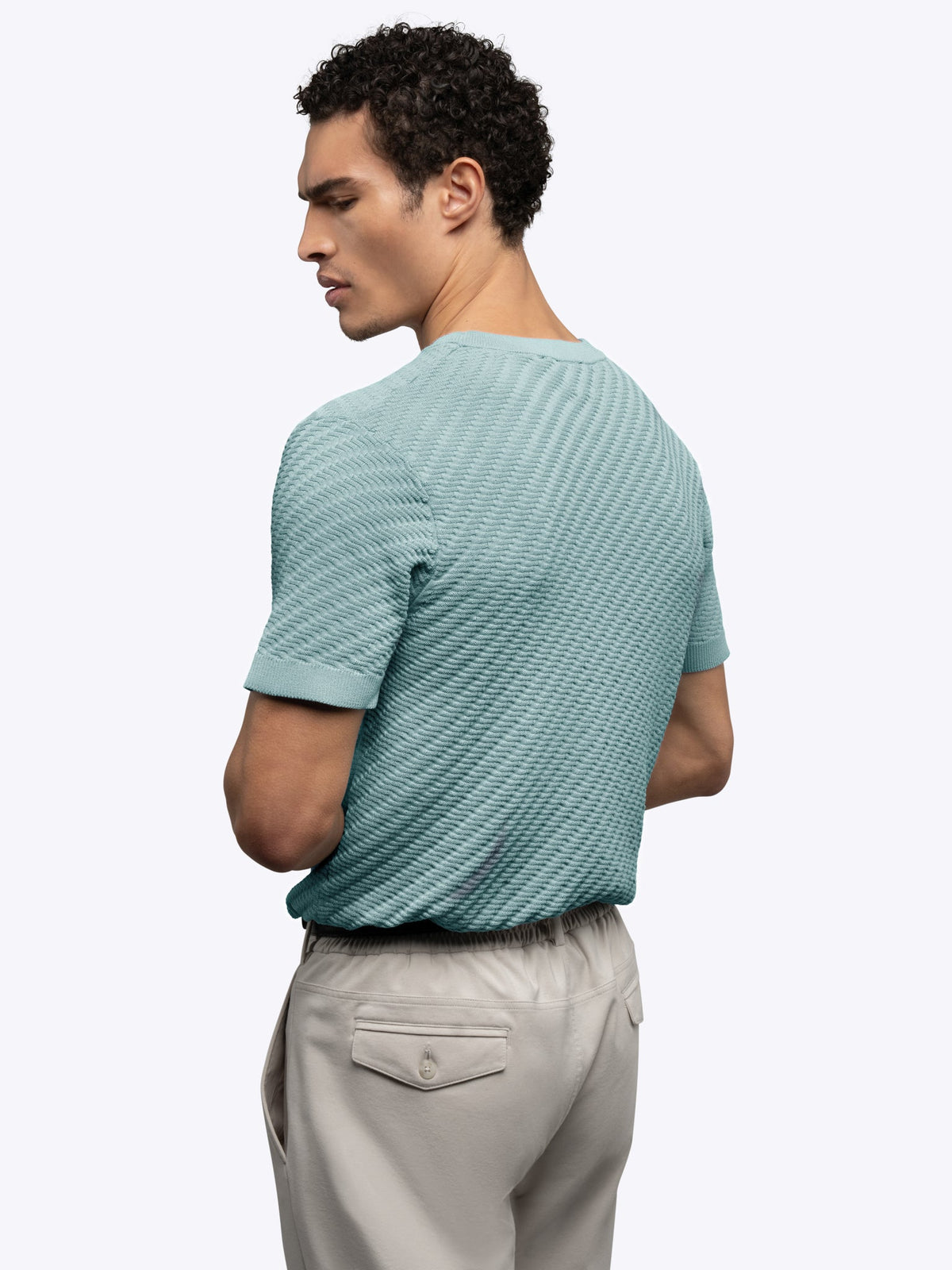 Riviera Knit Textured Tee | Isle Blue Signature-Fit
