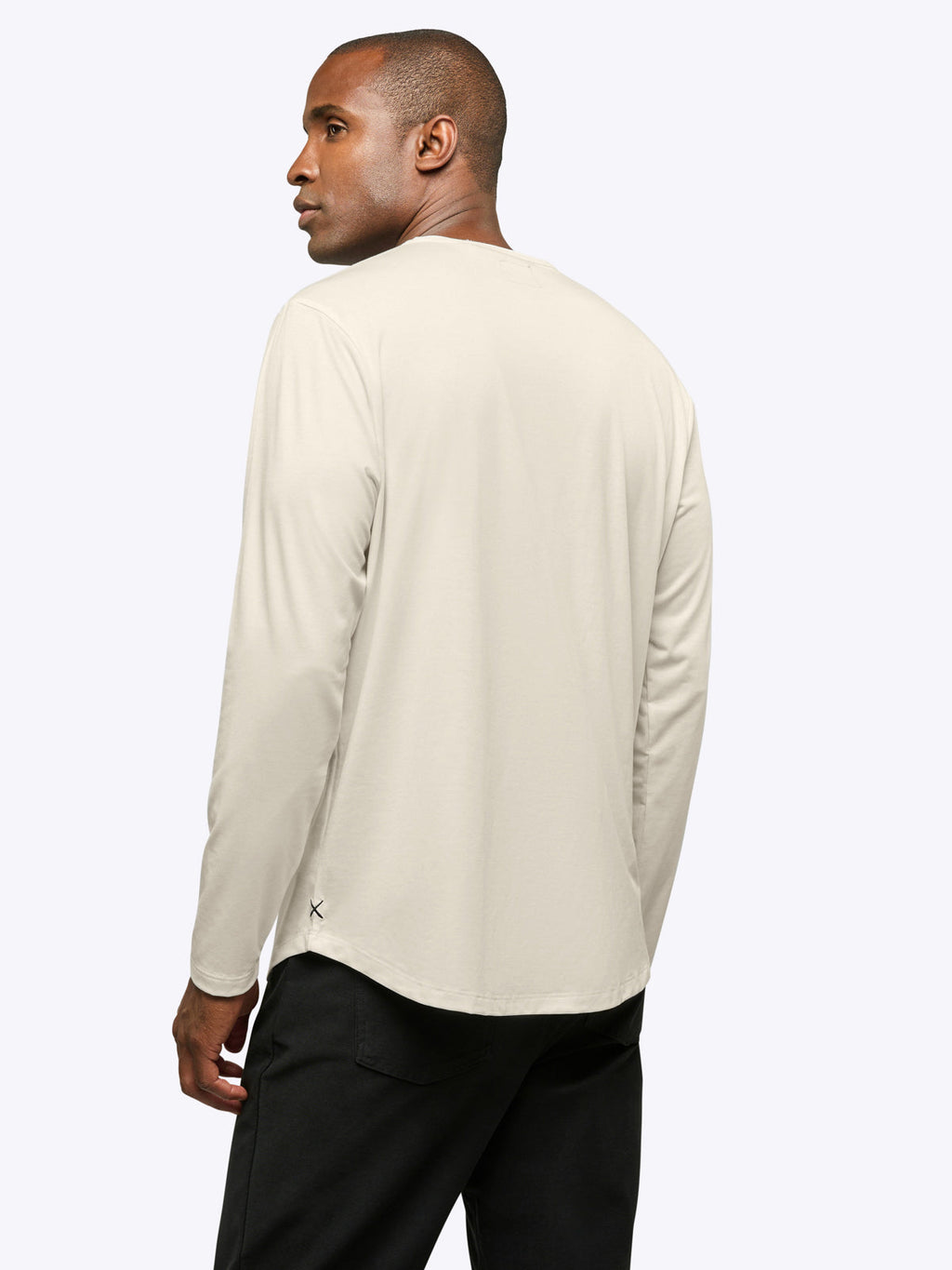 AO Long Sleeve Henley Curve-Hem | Ivory Signature-fit PYCA Pro®