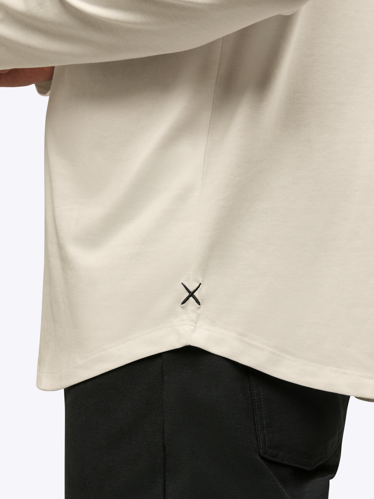 AO Long Sleeve Henley Curve-Hem | Ivory Signature-fit PYCA Pro®