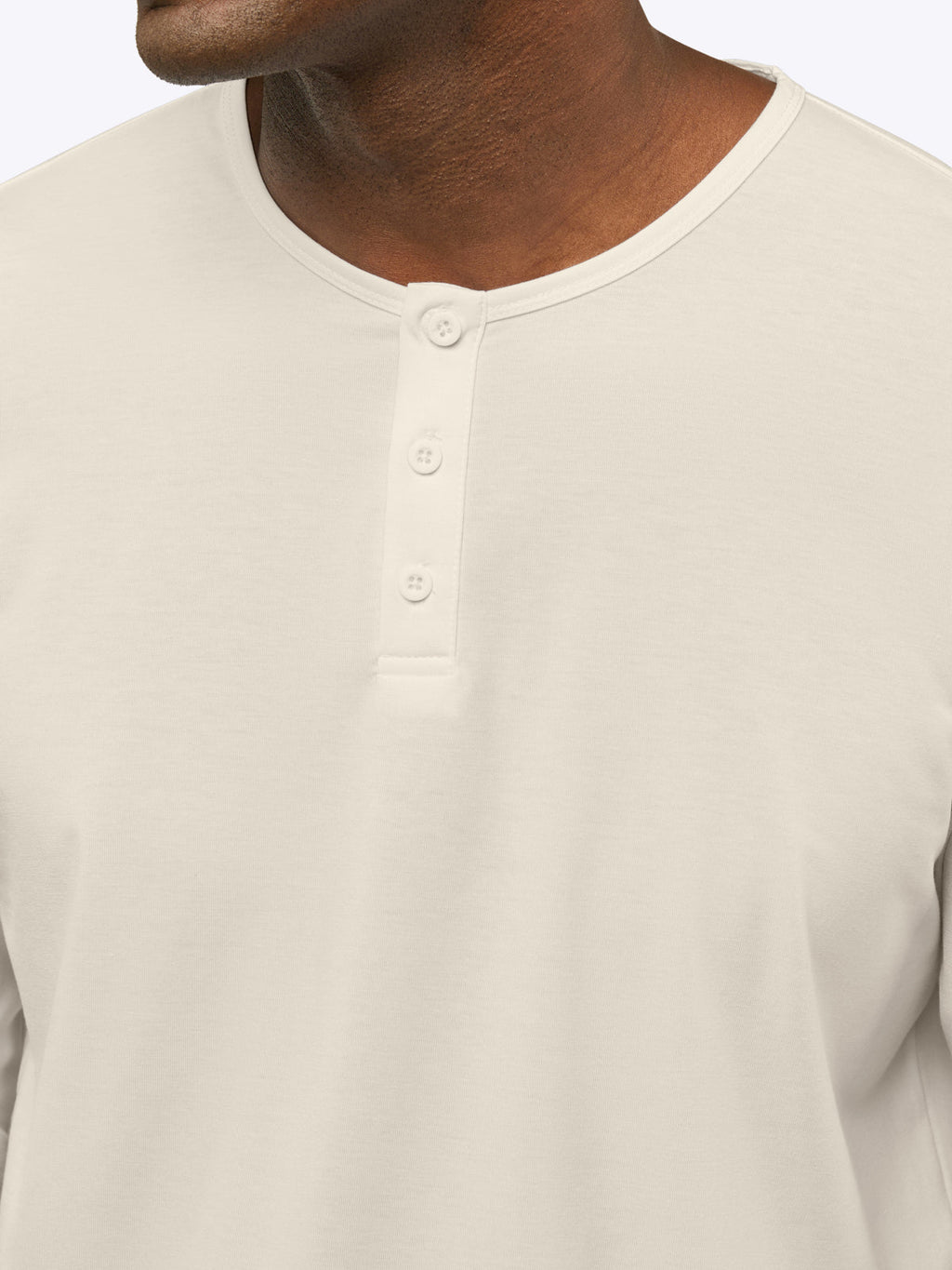 AO Long Sleeve Henley Curve-Hem | Ivory Signature-fit PYCA Pro®