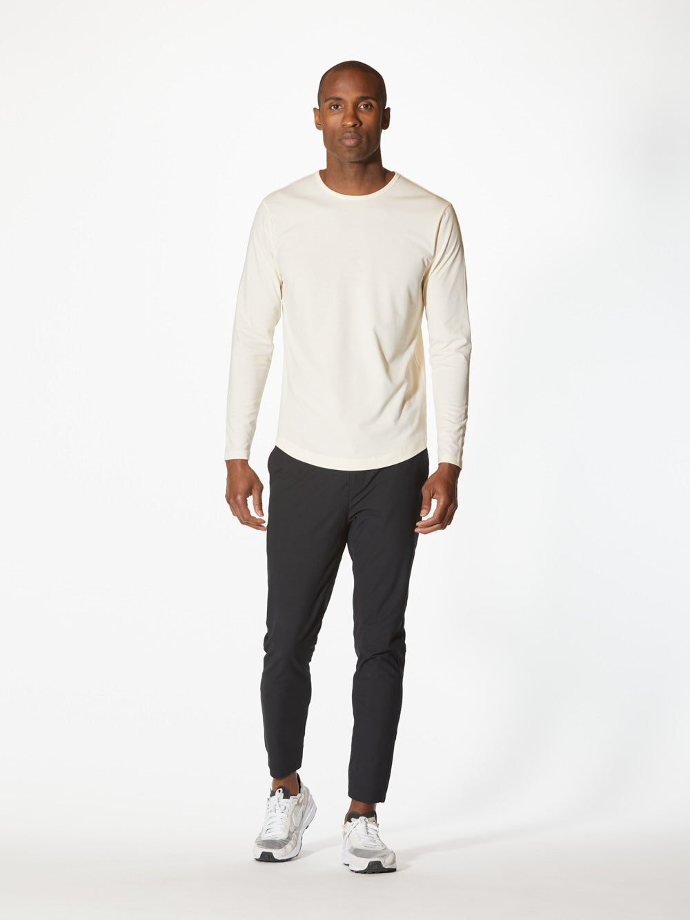 AO Long Sleeve Curve-Hem Tee | Ivory Signature-fit PYCA Pro®