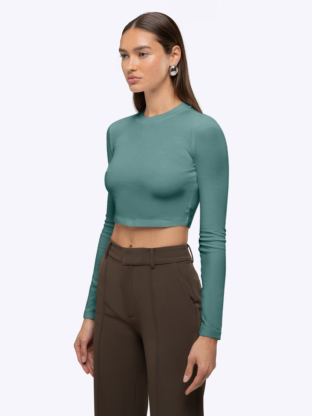 Long Sleeve Tomboy Tee Cropped | Juniper Slim-Fit Tomboy-Cotton™