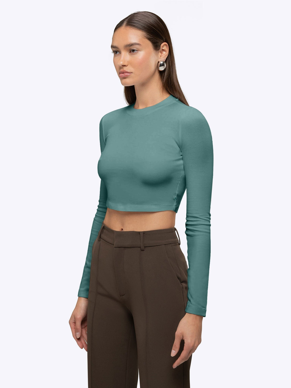 Long Sleeve Tomboy Tee Cropped | Juniper Slim-Fit Tomboy-Cotton™