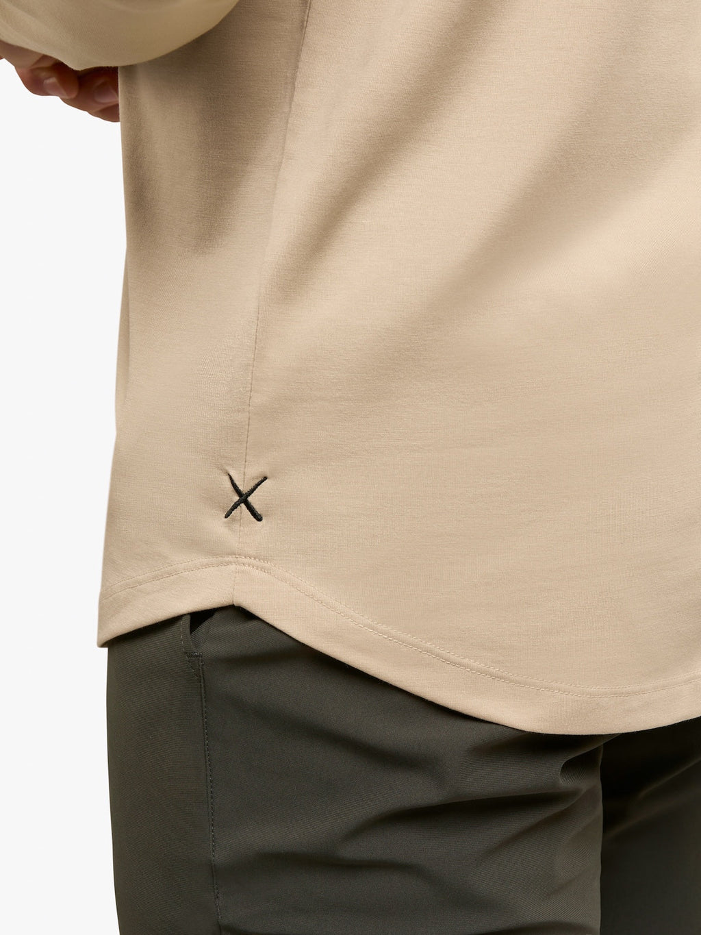 AO Long Sleeve Henley Curve-Hem | Khaki Signature-fit PYCA Pro®