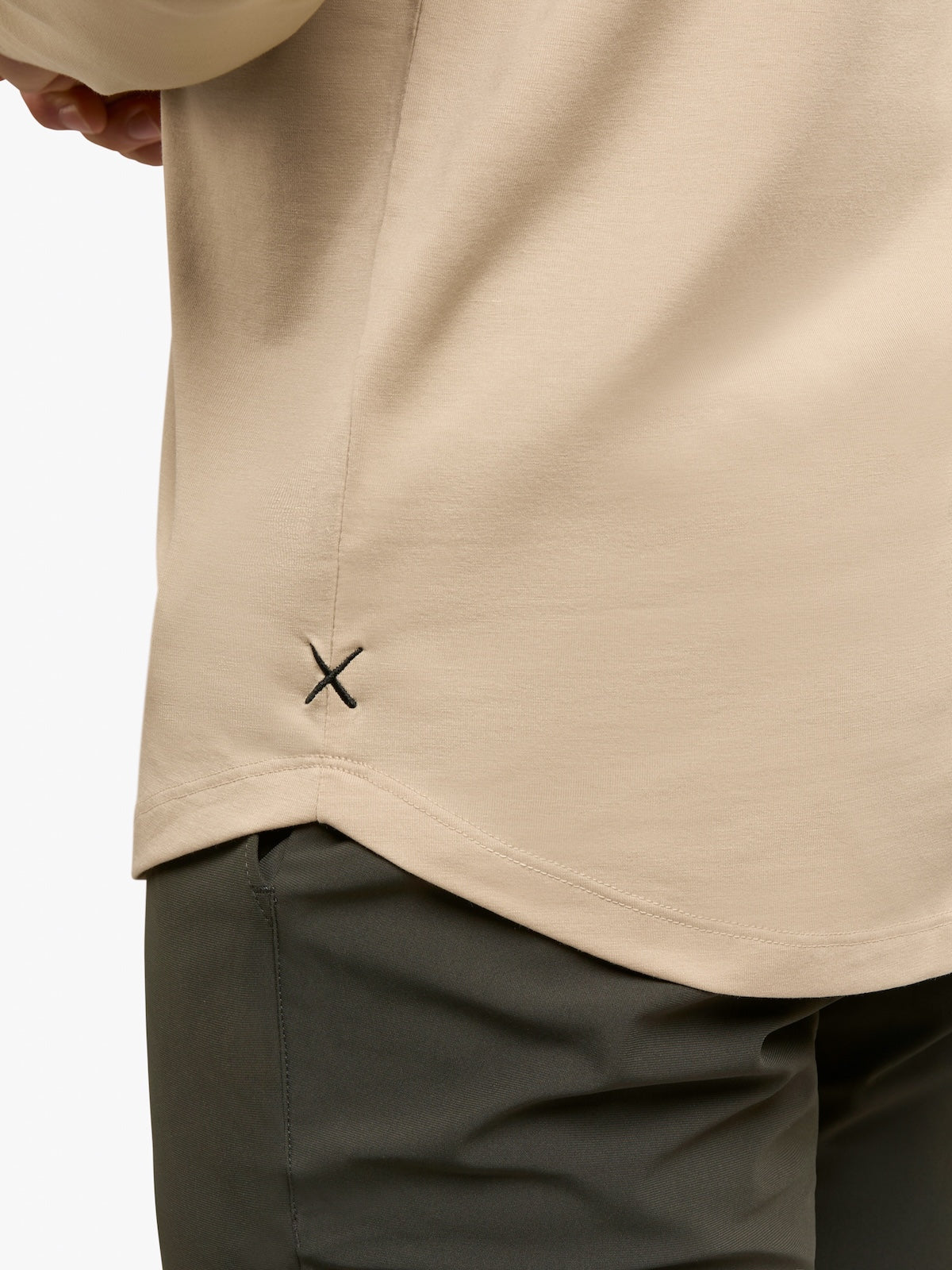 AO Long Sleeve Henley Curve-Hem | Khaki Signature-fit PYCA Pro®