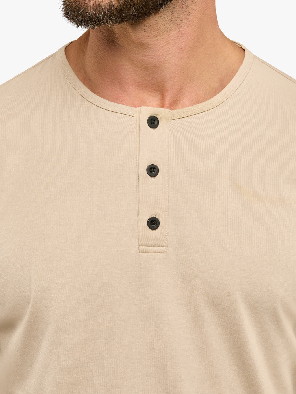 AO Long Sleeve Henley Curve-Hem | Khaki Signature-fit PYCA Pro®
