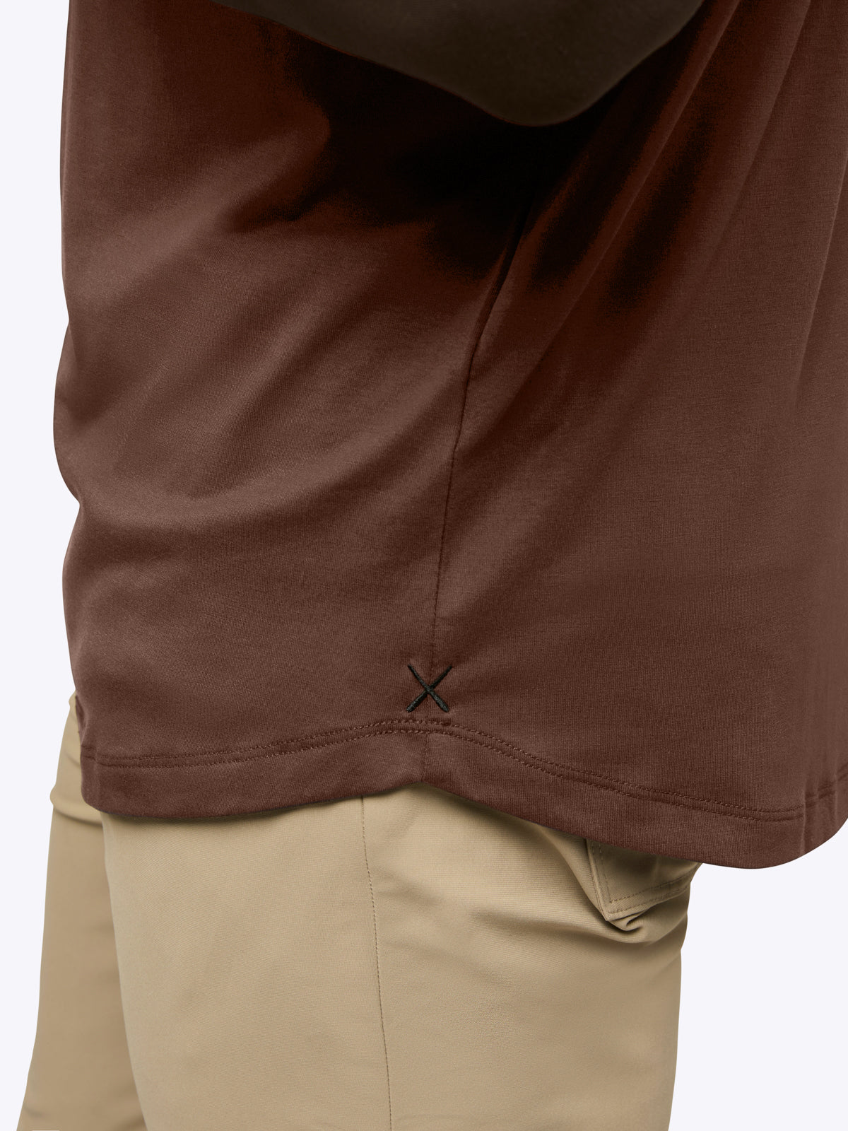 AO Long Sleeve Henley Curve-Hem Tee | Mocha Signature-fit PYCA Pro®