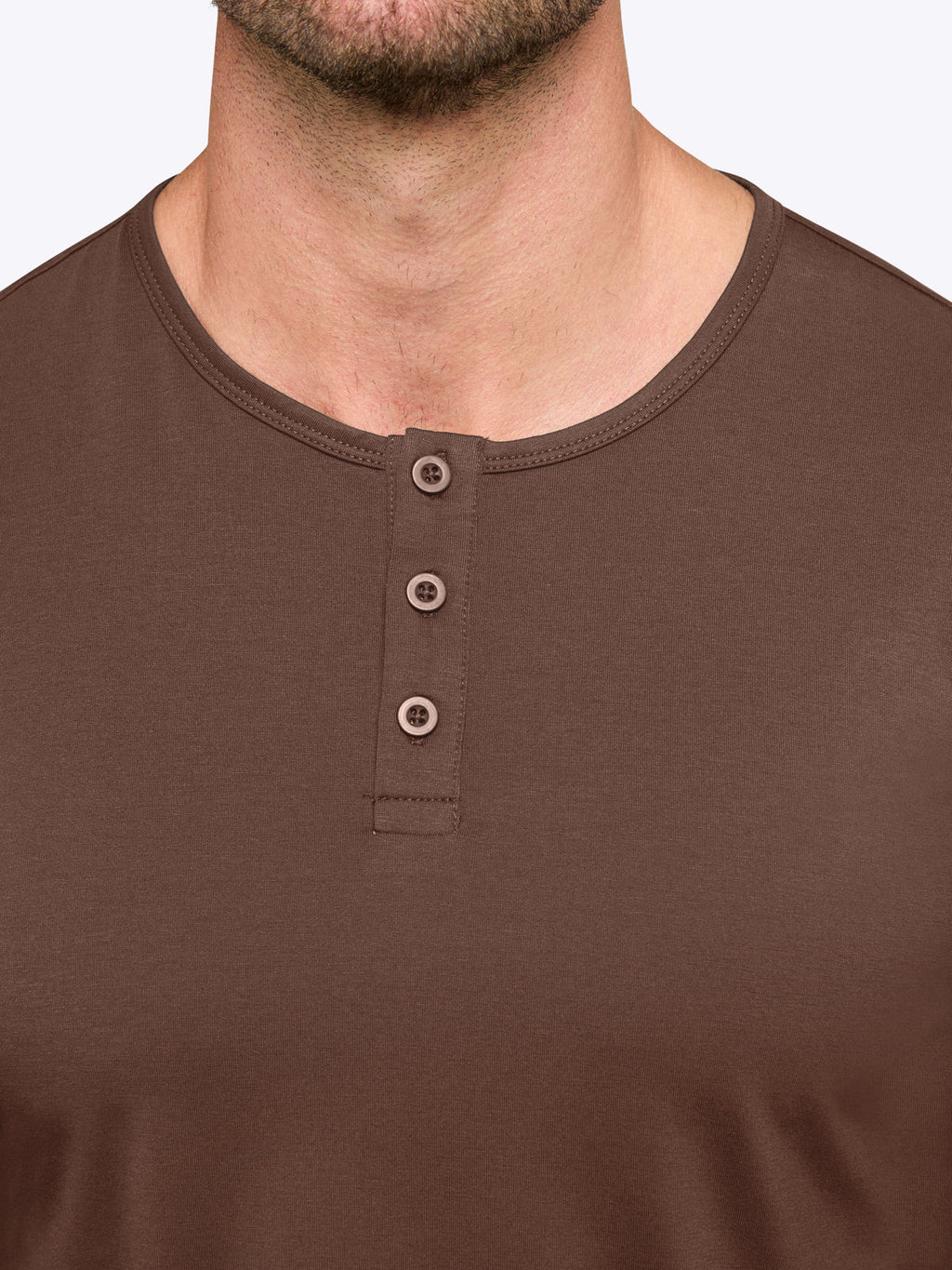 AO Long Sleeve Henley Curve-Hem Tee | Mocha Signature-fit PYCA Pro®