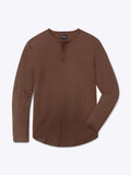 AO Long Sleeve Henley Curve-Hem Tee | Mocha Signature-fit PYCA Pro®