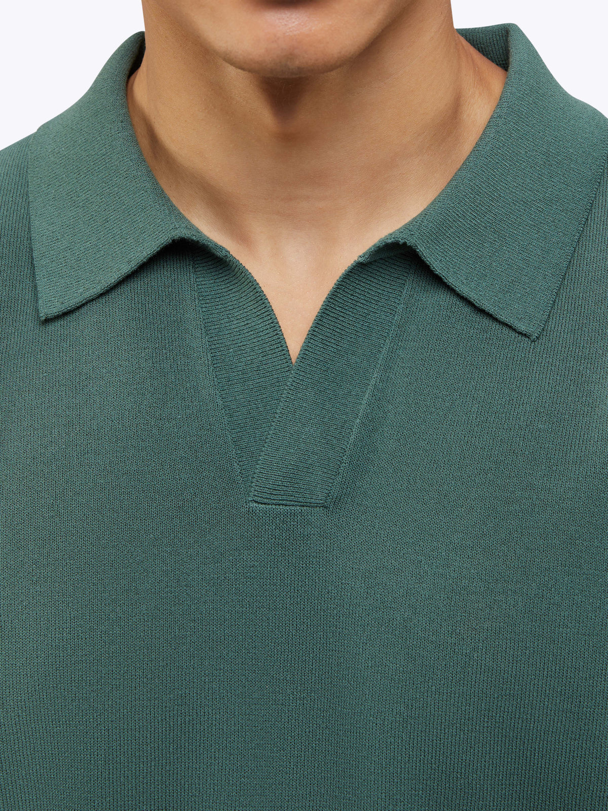 Riviera Knit Long Sleeve Polo | Moss Signature-Fit