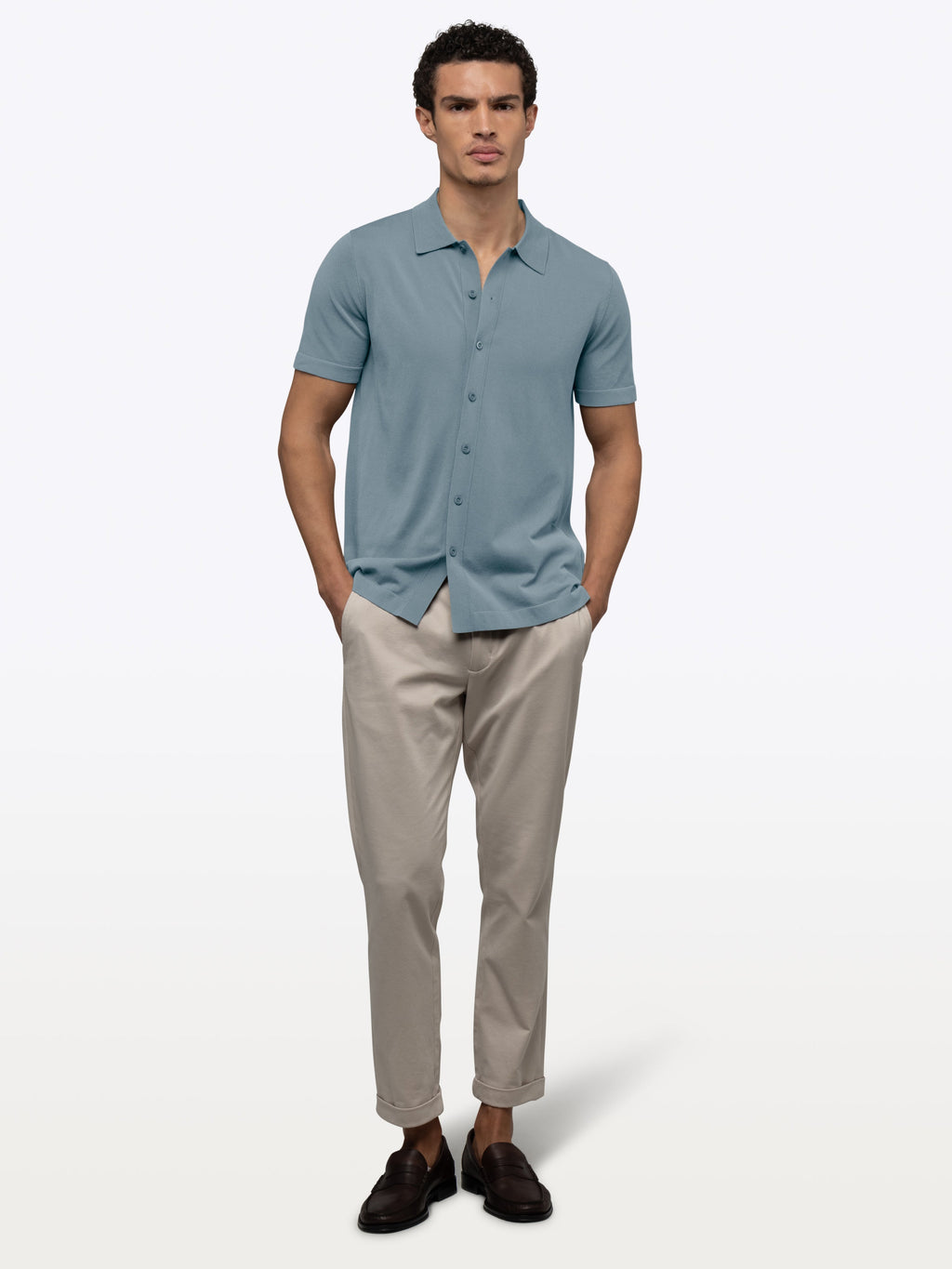 Riviera Knit Button Up | Naples Blue Signature-Fit