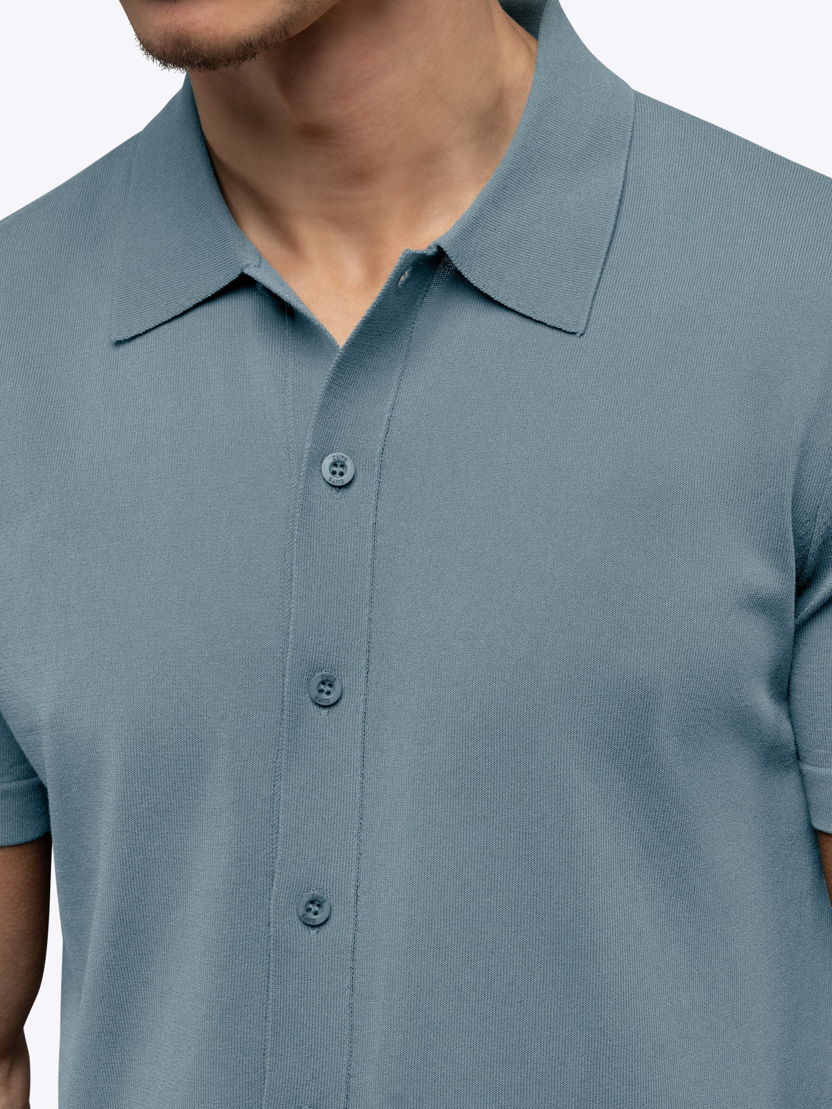 Riviera Knit Button Up | Naples Blue Signature-Fit