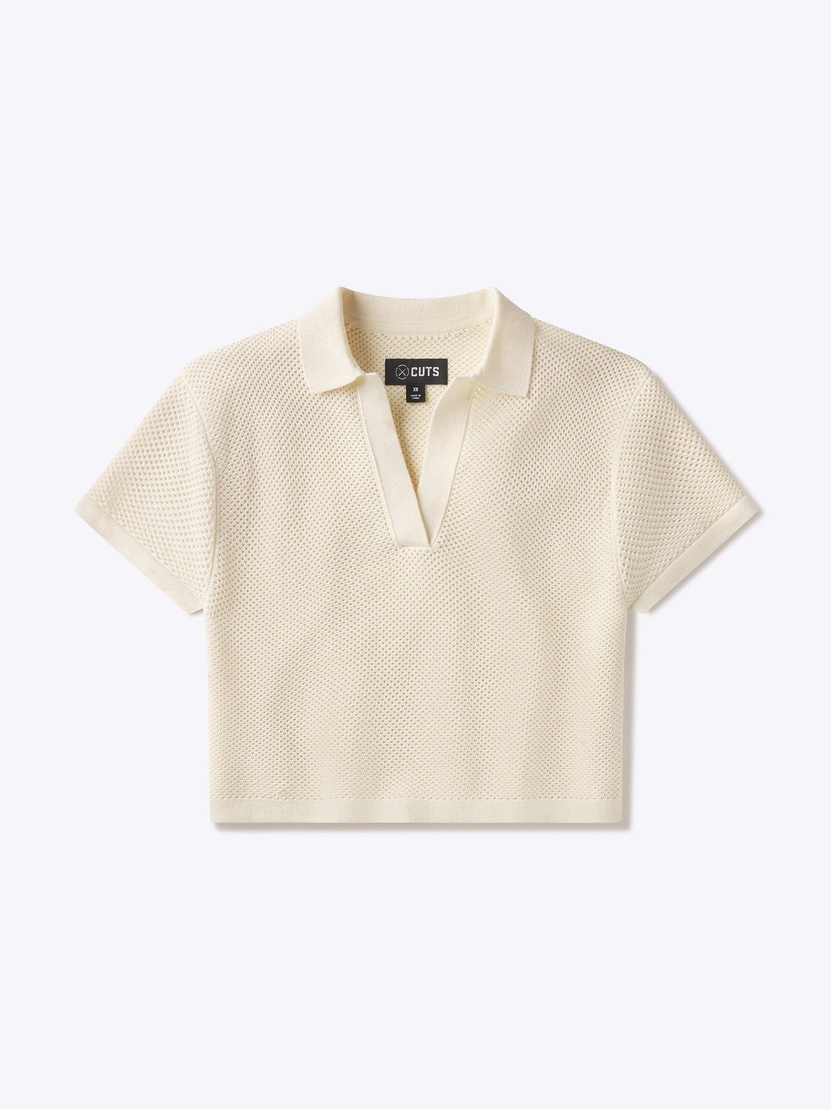 Portofino Crochet Polo | Oat Relaxed-fit