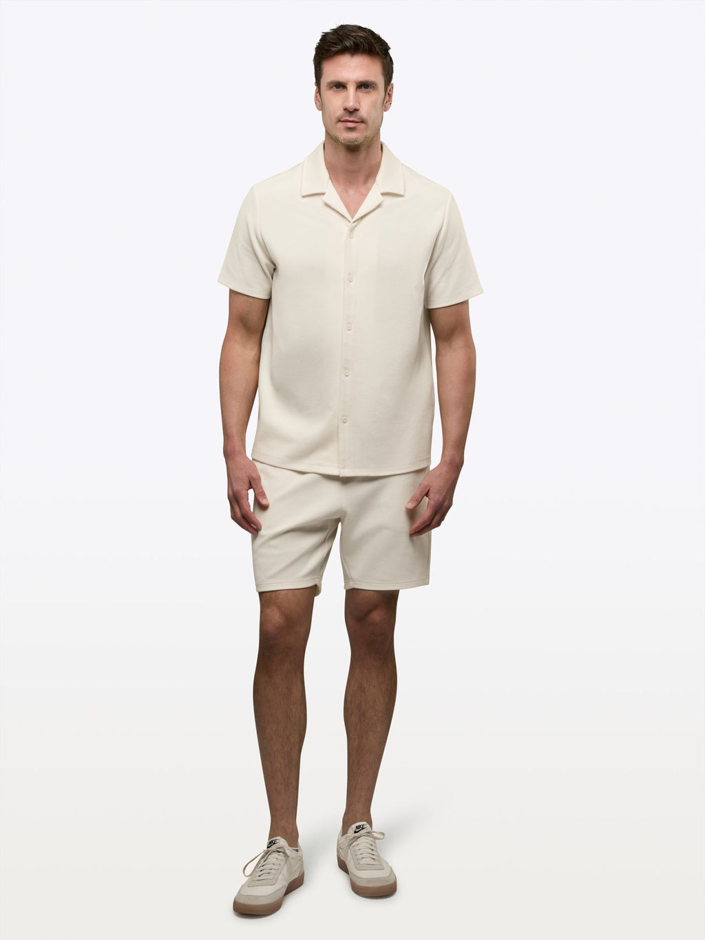 Elevate Pique Button Up | Oat Classic-fit