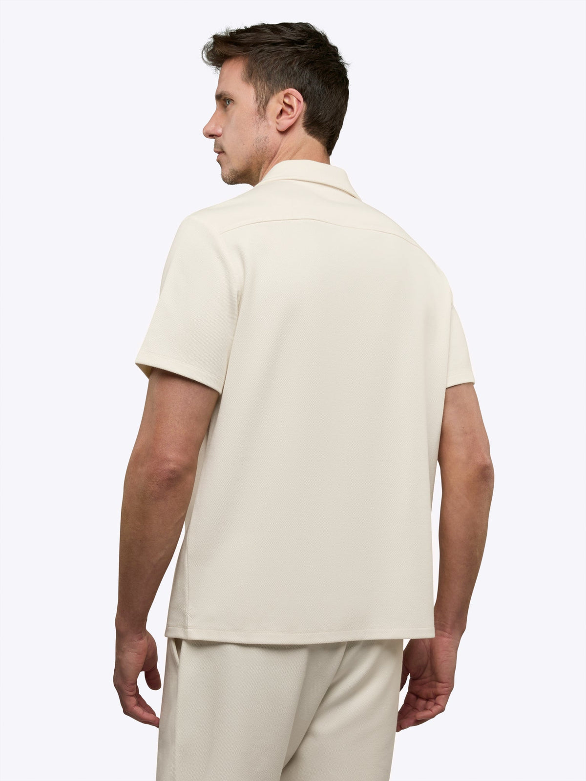 Elevate Pique Button Up | Oat Classic-fit