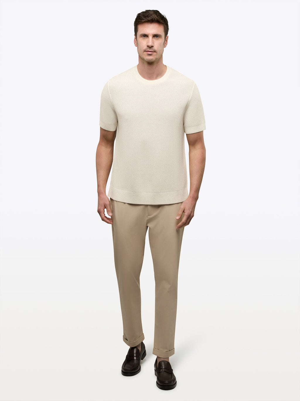 Portofino Crochet Tee | Oat Classic-fit