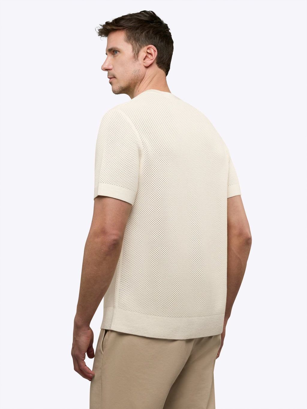 Portofino Crochet Tee | Oat Classic-fit
