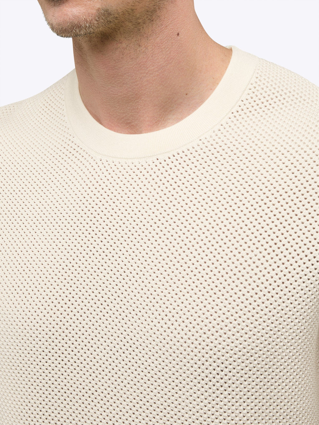 Portofino Crochet Tee | Oat Classic-fit