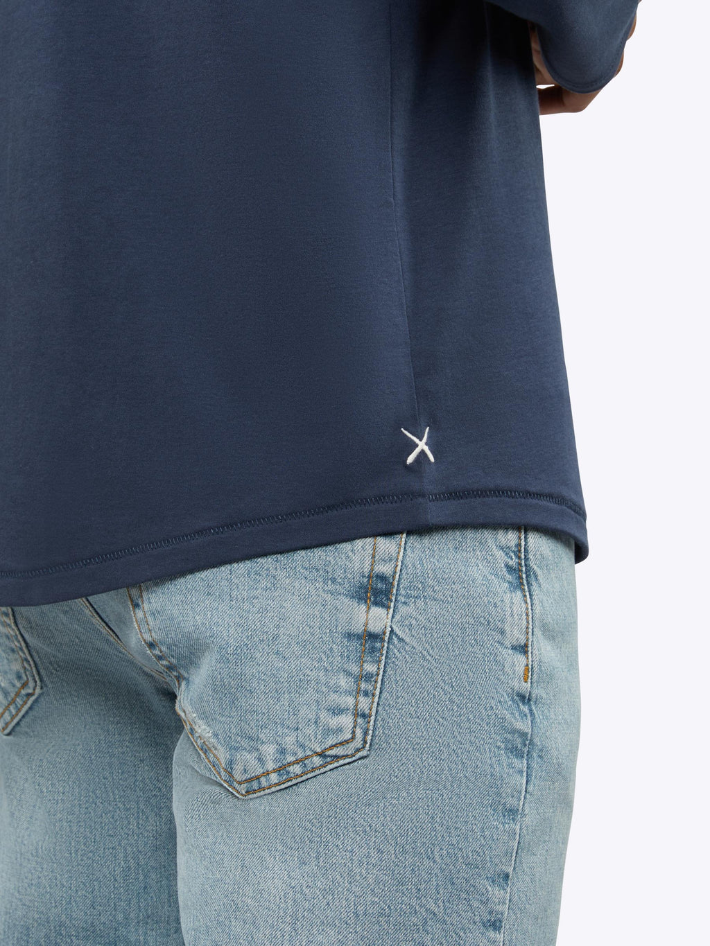 Interknit Long Sleeve Pima Cotton Tee | Pacific Blue Signature-Fit