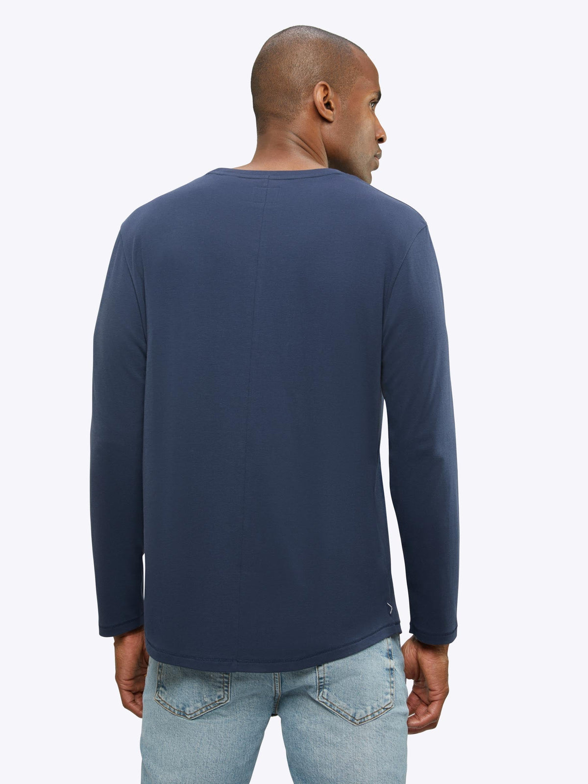 Interknit Long Sleeve Pima Cotton Tee | Pacific Blue Signature-Fit