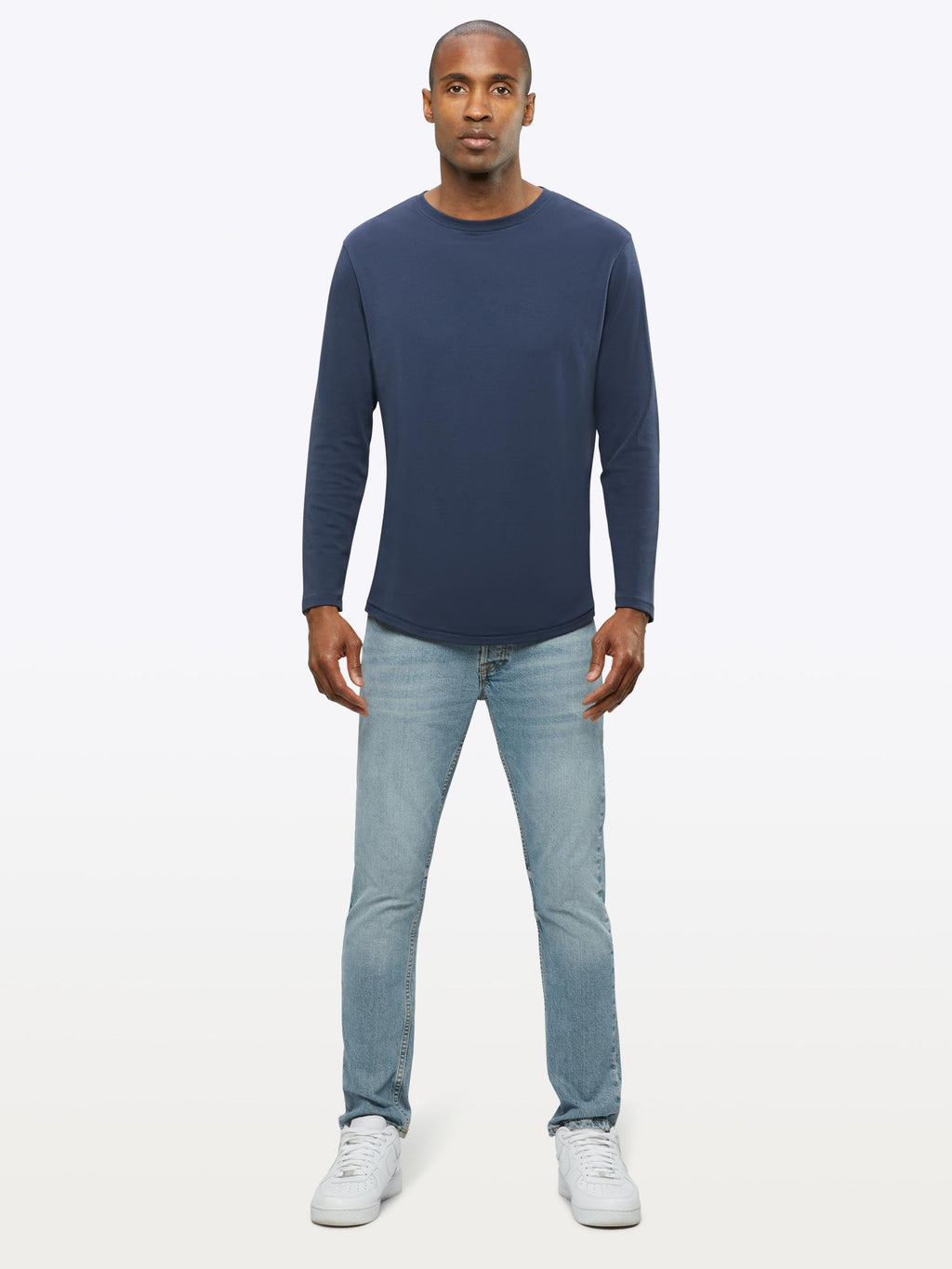 Interknit Long Sleeve Pima Cotton Tee | Pacific Blue Signature-Fit