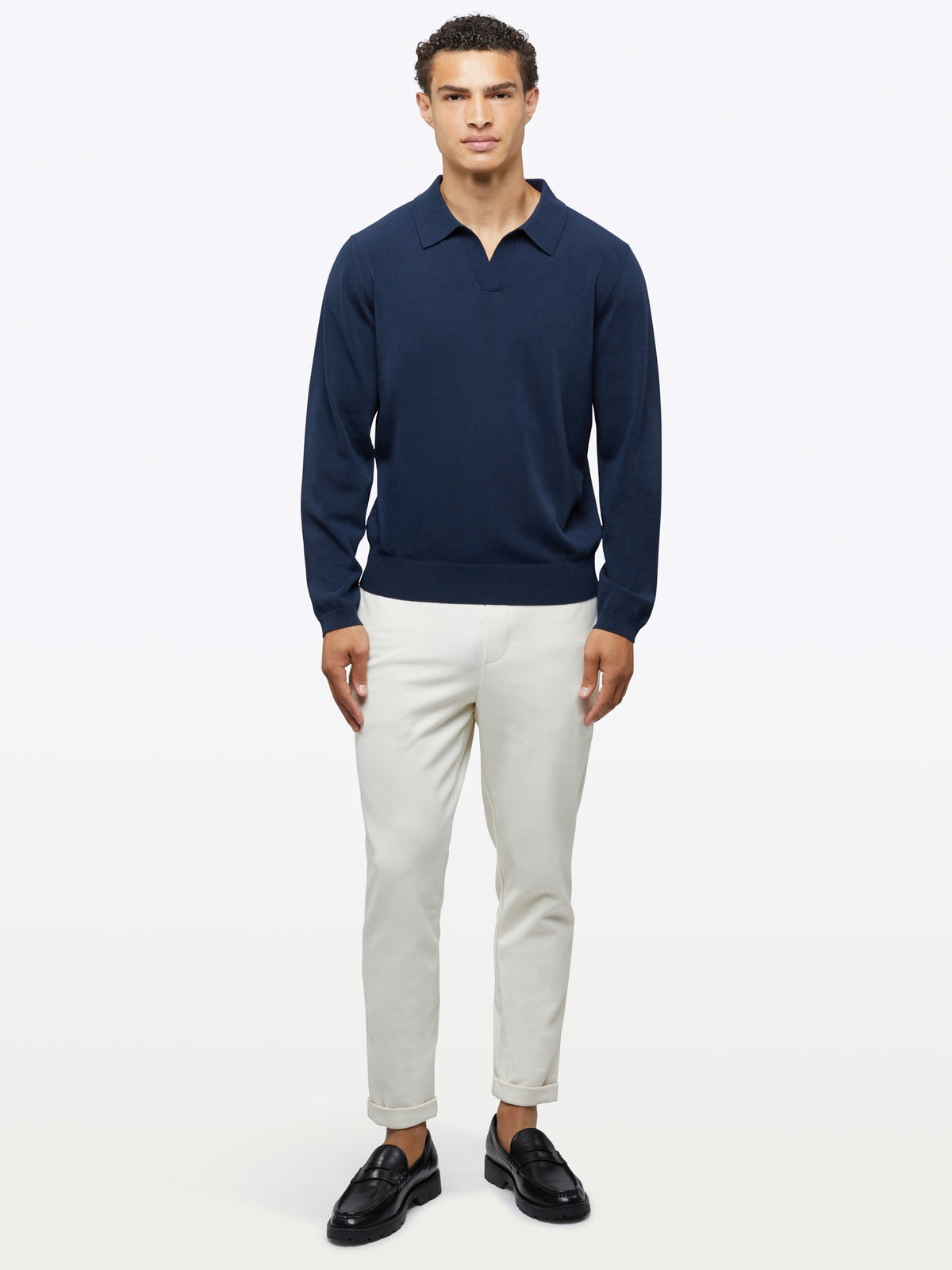 Riviera Knit Long Sleeve Polo | Pacific Blue Signature-Fit