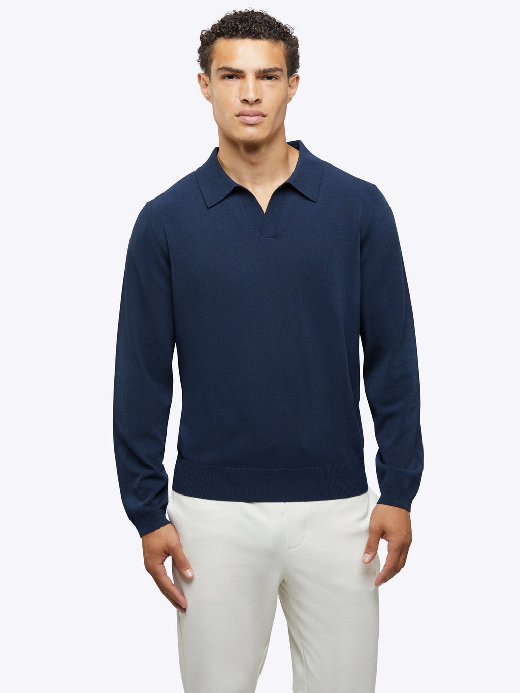 Riviera Knit Long Sleeve Polo | Pacific Blue Signature-Fit