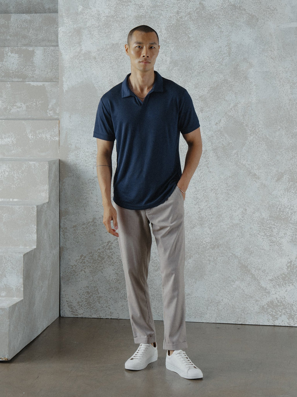 SoHo Ribbed Polo | Pacific Blue Signature-Fit