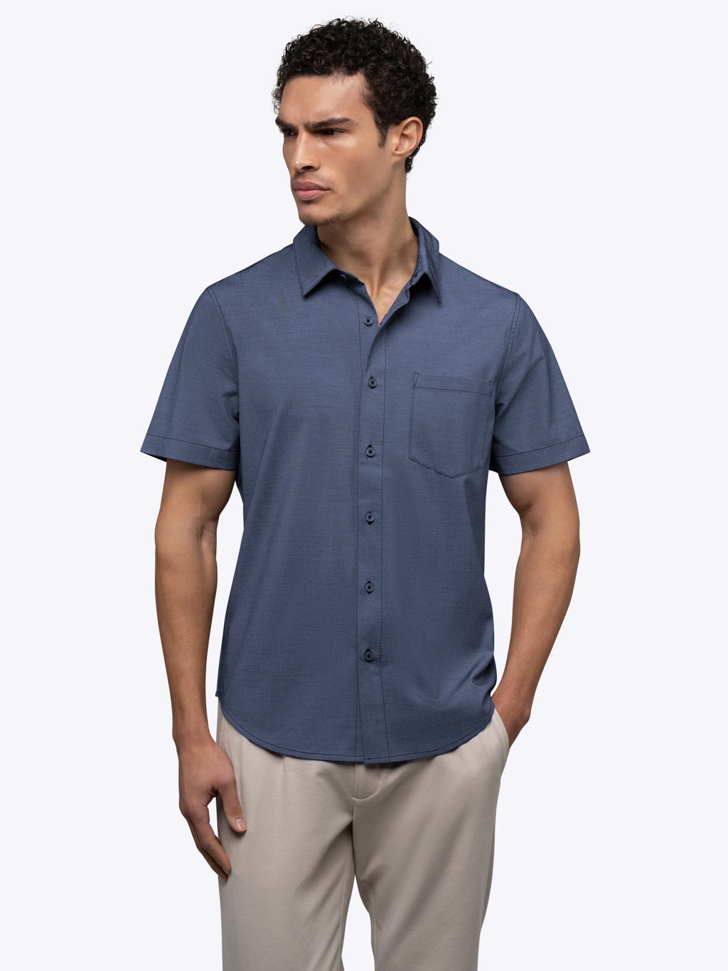 Soho Short Sleeve Button Up | Pacific Blue