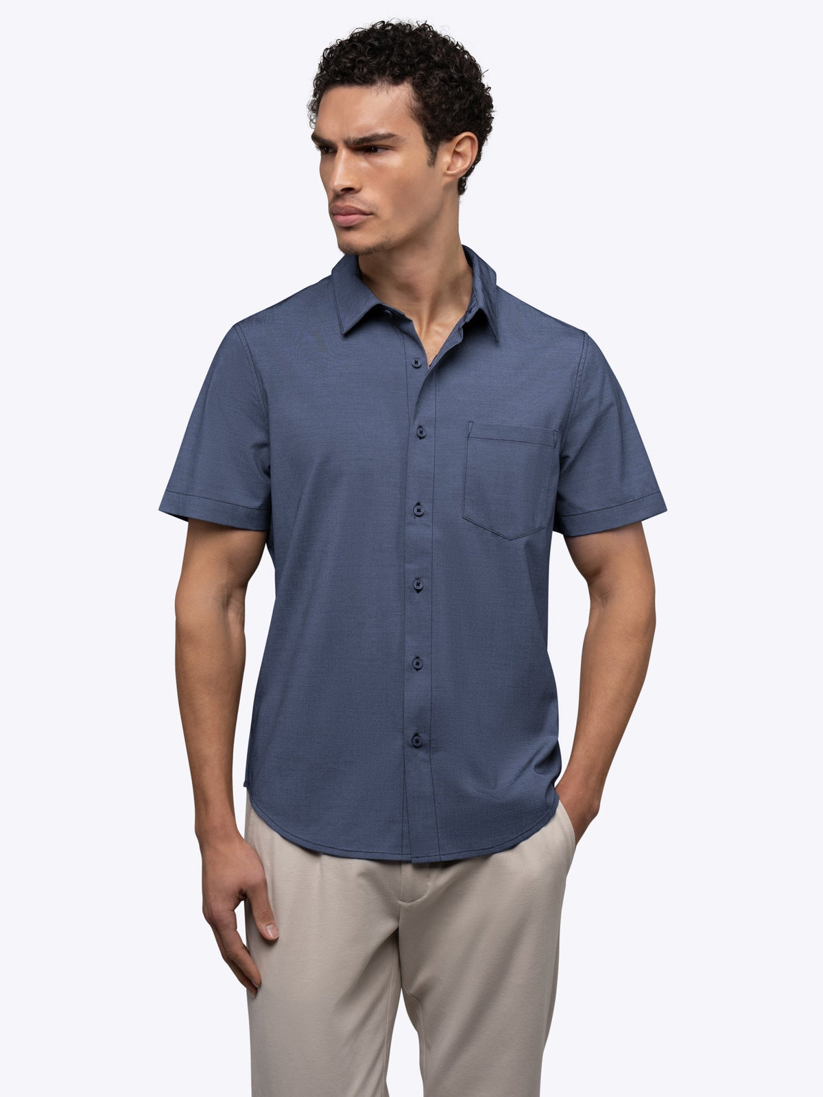 Soho Short Sleeve Button Up | Pacific Blue